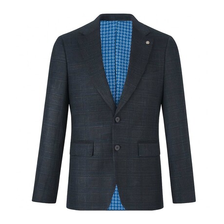 Glen Check Single-Breasted w/ Two-Button Blazer // Navy (S)