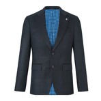 Glen Check Single-Breasted w/ Two-Button Blazer // Navy (3XL)