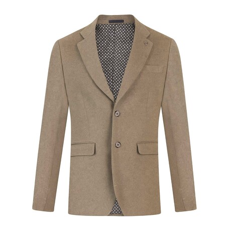 Textured Single-Breasted w/ Two-Button Blazer // Light Brown (S)