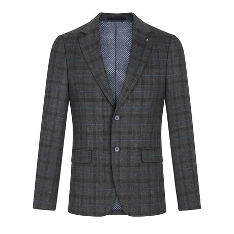Plaid Single-Breasted w/ Two-Button Blazer // Navy (S)