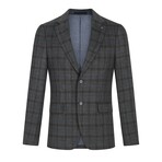 Plaid Single-Breasted w/ Two-Button Blazer // Navy (M)