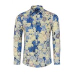 Bears Printed Pattern Long Sleeve Button-Up Shirt // Blue (2XL)