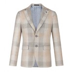 Houndstooth Plaid Single-Breasted w/ Two-Button Blazer // Light Brown (XL)