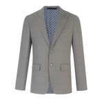 Windowpane Single-Breasted w/ Two-Button Blazer // Light Grey (XL)