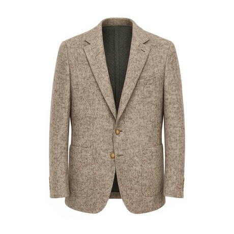 Single-Breasted w/ Two-Button Speckled Tweed Blazer // Brown (S)