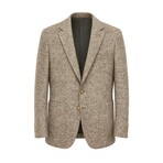 Single-Breasted w/ Two-Button Speckled Tweed Blazer // Brown (L)
