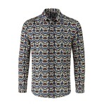 Printed Pattern Long Sleeve Button-Up Shirt // Multicolor (XL)