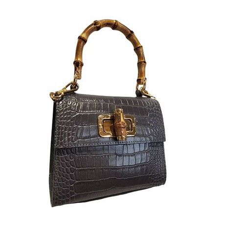 Antonella Small Croco Handbag Croco Italian Leather (Navy)