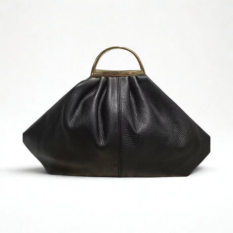 Elida Medium Clutch & Crossbody Italian Leather (Black)