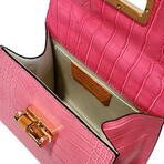 Antonella Small Croco Handbag Croco Italian Leather (Navy)