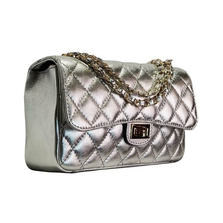 Imma Diamond Stitched Medium Handbag Italian Leather (Cognac)