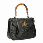 Izzie Medium Handbag & Shoulder Bag Italian Leather (Black)