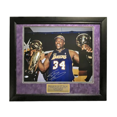 Shaquille O'Neal // LA Lakers // Signed Photo + Framed // Trophies