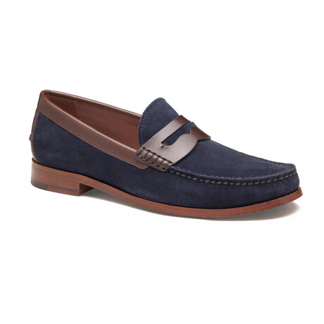 Suede & Leather Baldwin Penny Loafer // Navy (8)