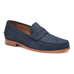 Suede Baldwin Penny Loafers // Navy (8)