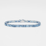 Genuine Aquamarine Gemstone Tennis Bracelet in .925 Sterling Silver