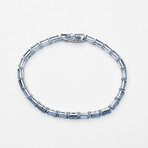 Genuine Aquamarine Gemstone Tennis Bracelet in .925 Sterling Silver