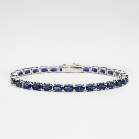Genuine Tanzanite Gemstone Tennis Bracelet in .925 Sterling Silver