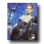 Jeri Ryan // Signed Star Trek Voyager - Seven of Nine Blue Background