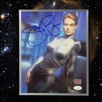 Jeri Ryan // Signed Star Trek Voyager - Seven of Nine Blue Background
