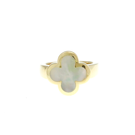 Van Cleef & Arpels // 18k Yellow Gold Pure Alhambra Mother of Pearl Ring // Ring Size: 6.25 // Store Display
