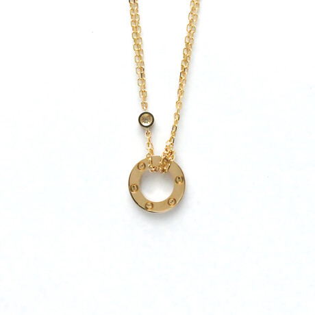 Cartier // 18k Rose Gold Love Circle Diamond Pendant Necklace // 14.96"-16.14" // Store Display