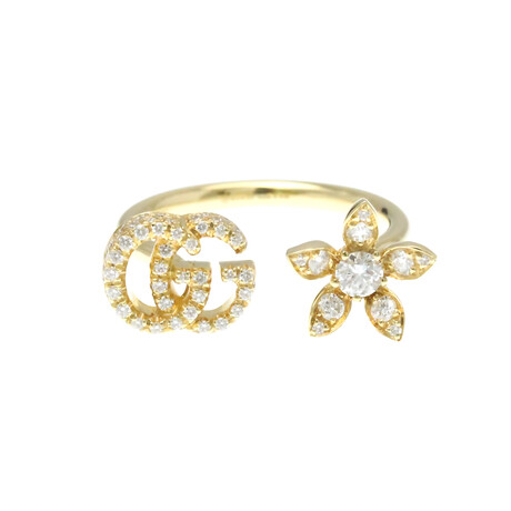 Gucci // 18k Yellow Gold GG Flora Diamond Ring // Ring Size: 7.5 // Store Display