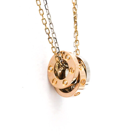 Cartier // 18k Rose Gold + 18k White Gold Love Diamond Pendant Necklace // 14.56"-15.74" // Store Display