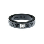 Bulgari // 18k White Gold + Ceramic Double Logo Diamond Ring // Ring Size: 8 // Store Display