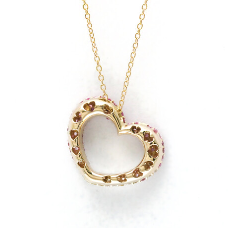 Ponte Vecchio // 18k Rose Gold Sapphire + Diamond Pendant Necklace // 14.17"-15.74" // Store Display