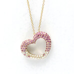 Ponte Vecchio // 18k Rose Gold Sapphire + Diamond Pendant Necklace // 14.17"-15.74" // Store Display