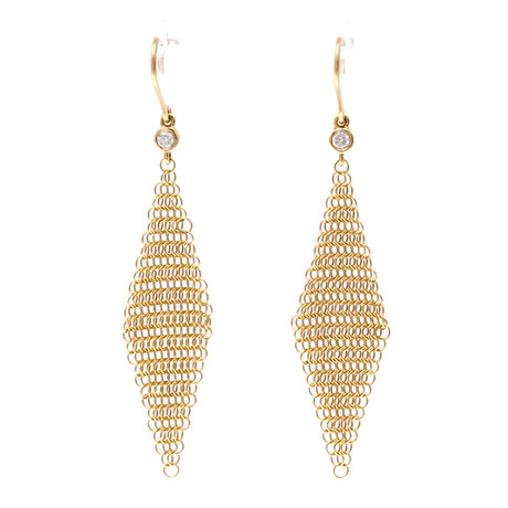 Tiffany & Co. // 18k Yellow Gold Mesh Diamond Earrings //  // Store Display