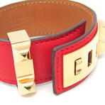 Hermès // Leather + Metal Collier de Chien 24 Bangle Bracelet // Length: 5.11"-5.51" // Store Display