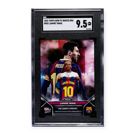Lamine Yamal // 2025 Topps Now FC Barcelona w/ Messi // SGC 9.5 Mint+