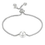 Stainless Steel Wave Pearl Bracelet // 6"-8" (Adjustable)