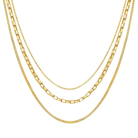 18k Gold Plated Steel Lunar Orbit Necklace Set // Set of 3 // 16" + 17" + 18"