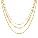 18k Gold Plated Steel Lunar Orbit Necklace Set // Set of 3 // 16" + 17" + 18"