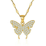 18k Gold Plated Steel Butterfly Necklace // 16"-18" (Adjustable)