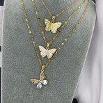 18k Gold Plated Steel Butterfly Necklace // 16"-18" (Adjustable)