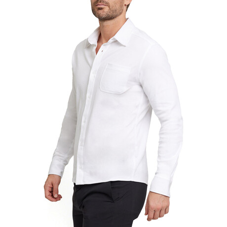 Nick Pique Button Down Shirt // White (S)