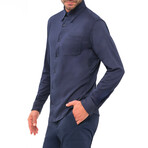 Nick Pique Button Down Shirt // Navy (M)