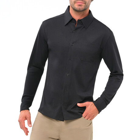 Nick Pique Button Down Shirt // Black (S)
