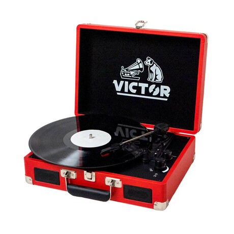 Metro Dual Bluetooth Suitcase Turntable // Red