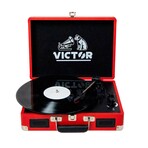 Metro Dual Bluetooth Suitcase Turntable // Red