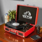 Metro Dual Bluetooth Suitcase Turntable // Red