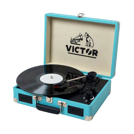 Metro Dual Bluetooth Suitcase Turntable // Turquoise