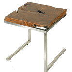 Bare Decor Iceberg Accent End Table, Matte Finish Legs and Solid Teak Wood Top