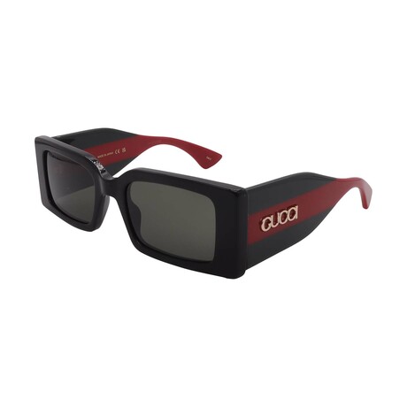 Gucci // Men's // GG1860S 001 Square Sunglasses // Black Red Green + Gray Lenses