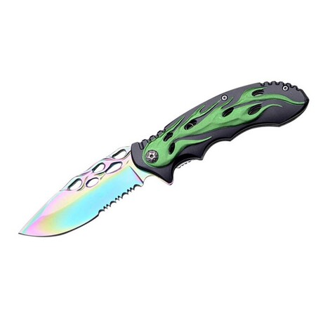 Spring Assisted Knife // Flames (Purple)
