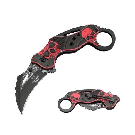 Spring Assisted Knife // Skull (Black/Green)